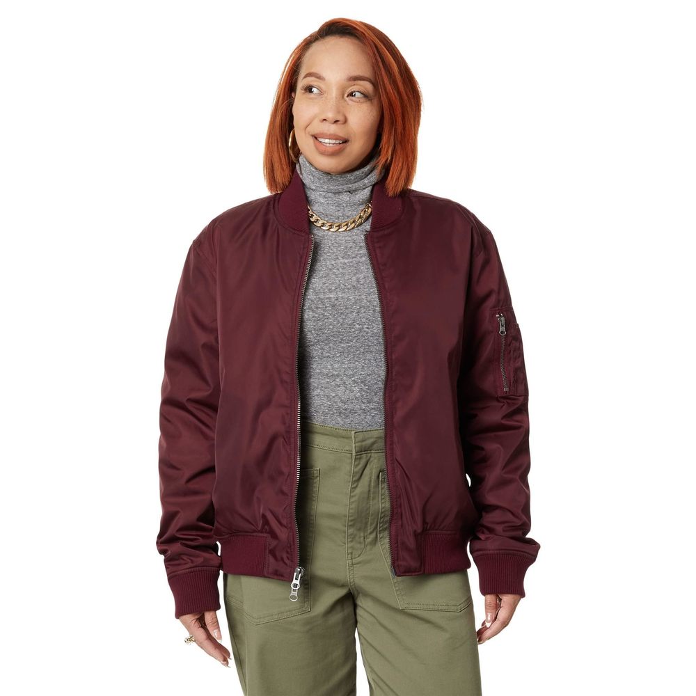 LABEL® Go-To Bomber Jacket for Women Roomy Fit Burgundy One Size